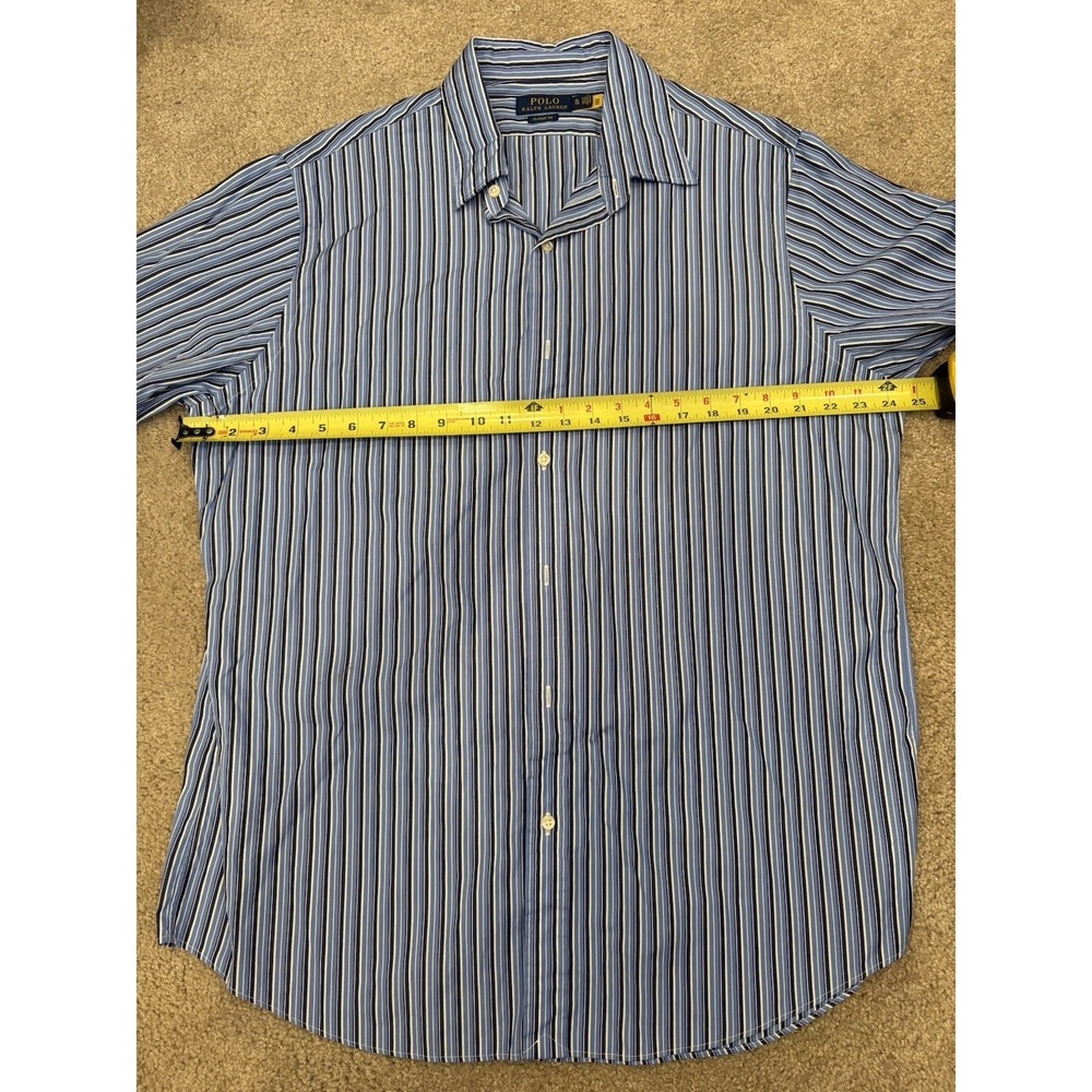 Polo Ralph Lauren Classic Fit Button Down Shirt Blue Striped Men's XL Cotton - Picture 8 of 8